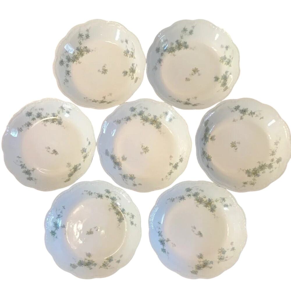 Antique A. Lanternier & Co Limoges France Bowls 7 Blue Floral 7.75” c. 1891–1914